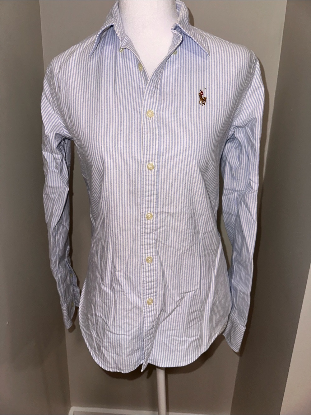 Ralph Lauren Women’s Blue & White Striped Button-Down Shirt